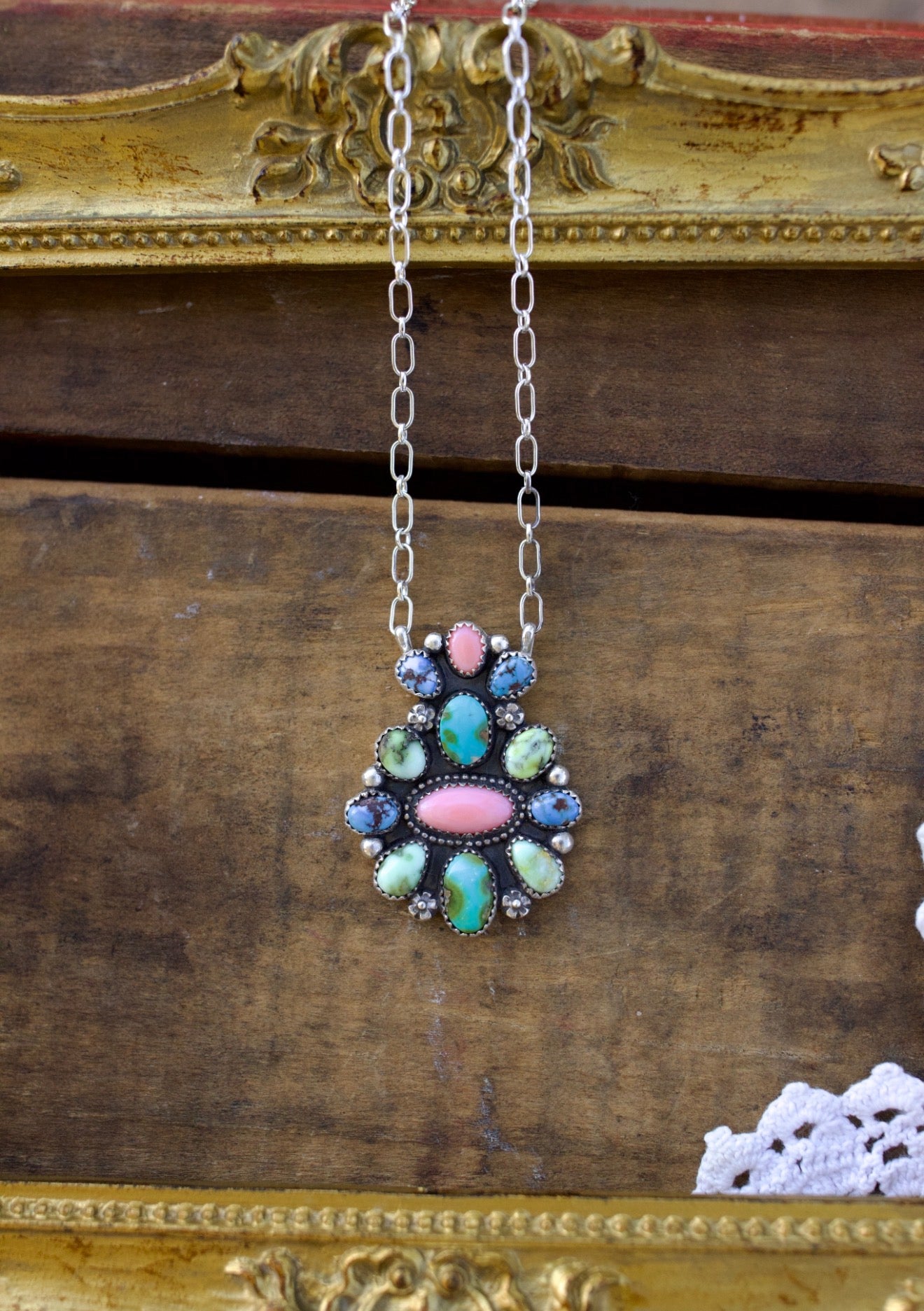 Floral cluster necklace