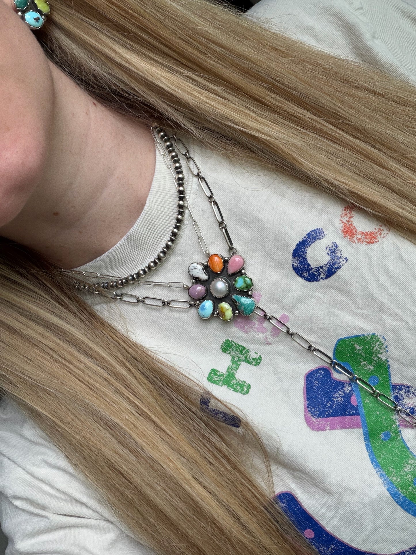 Colorful cluster necklace