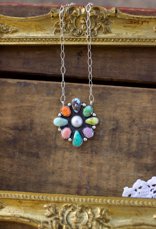 Colorful cluster necklace